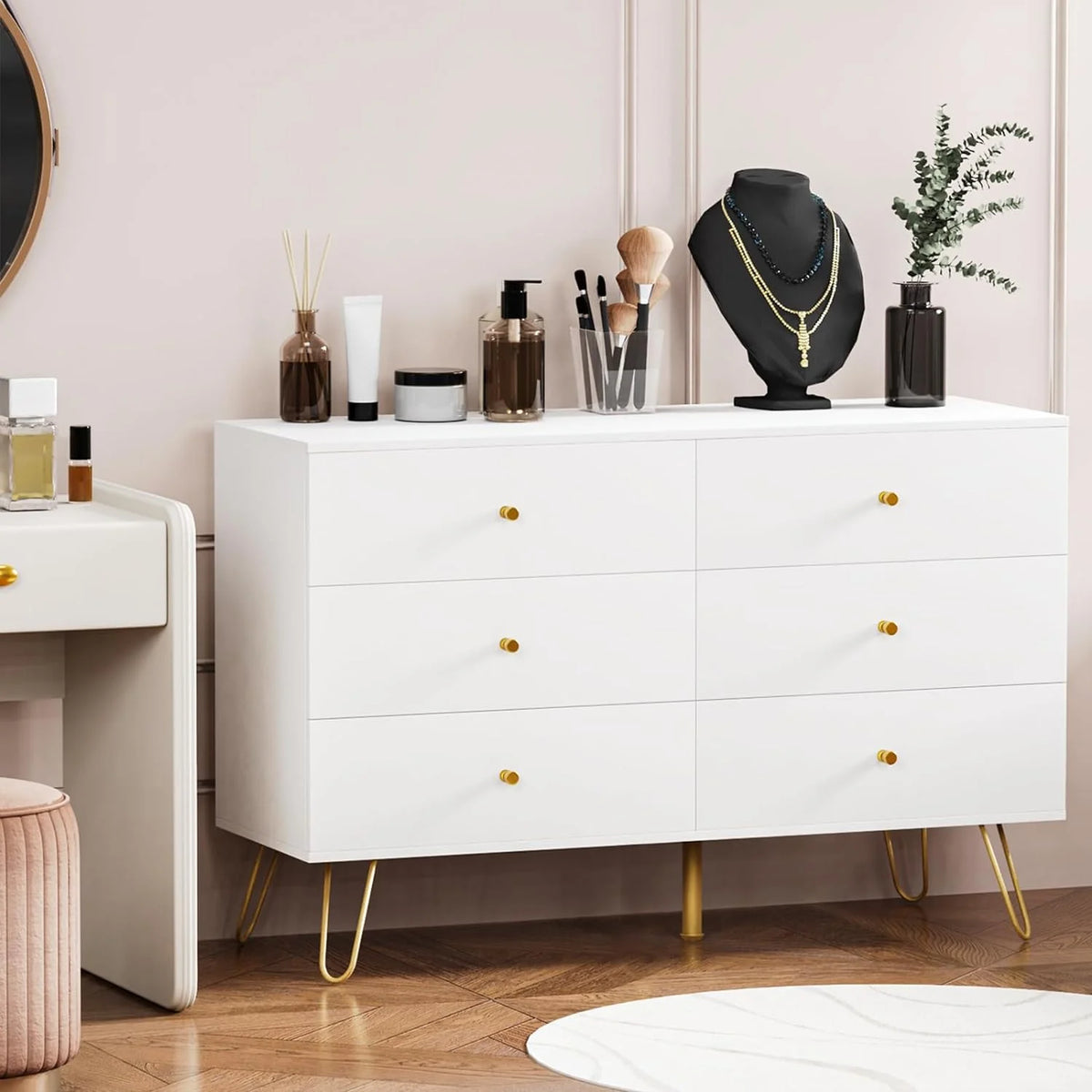 White 6 Drawer Dresser O958