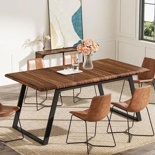63-Inch Wood Dining Table with Metal Legs T728