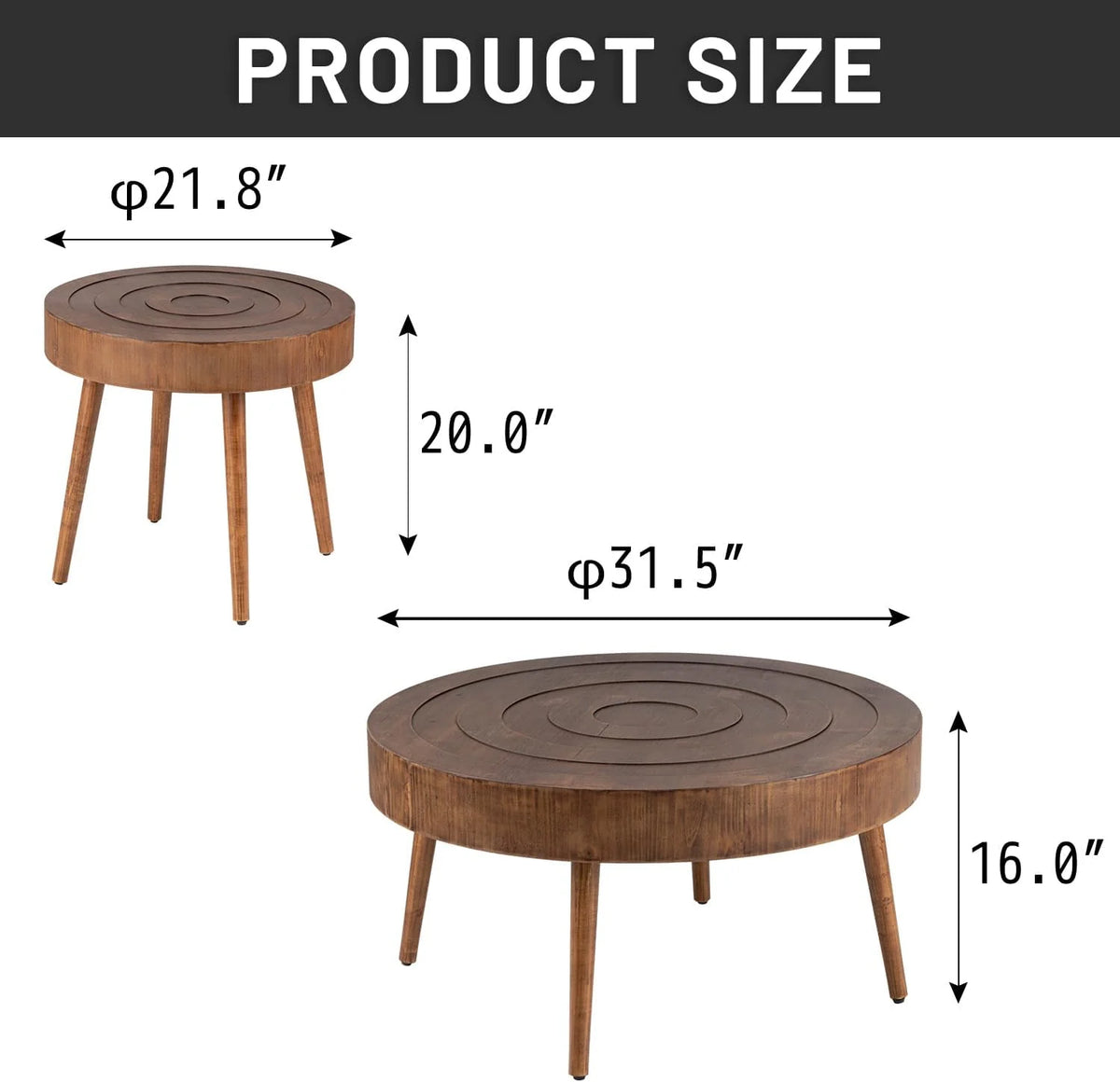 Round Nesting Coffee Table 2 Piece MDF P237985