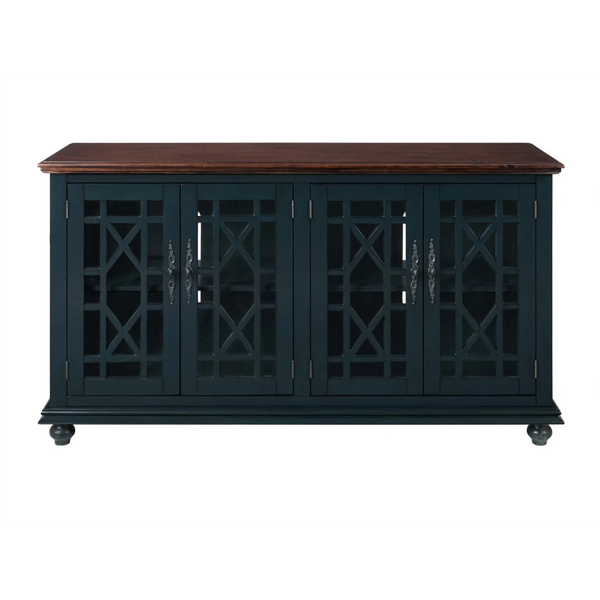 63" TV Stand Catalina Blue with Walnut Top S1474