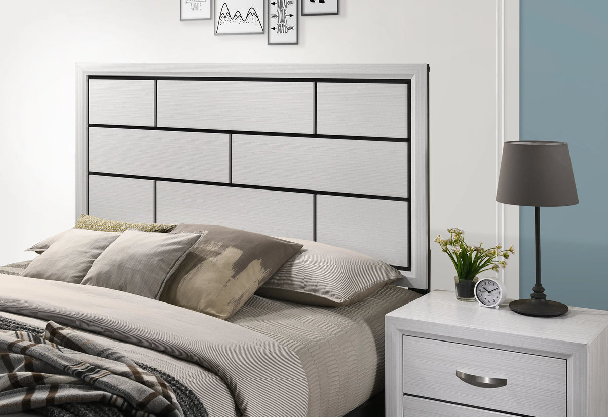 White Queen Bedroom Set with Dresser, Mirror, Night Stand B7732