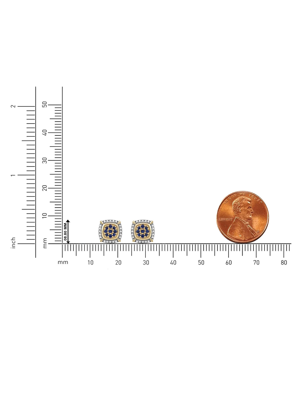 10k Yellow Gold Blue Sapphire Diamond Cluster Halo Stud Earrings T4313