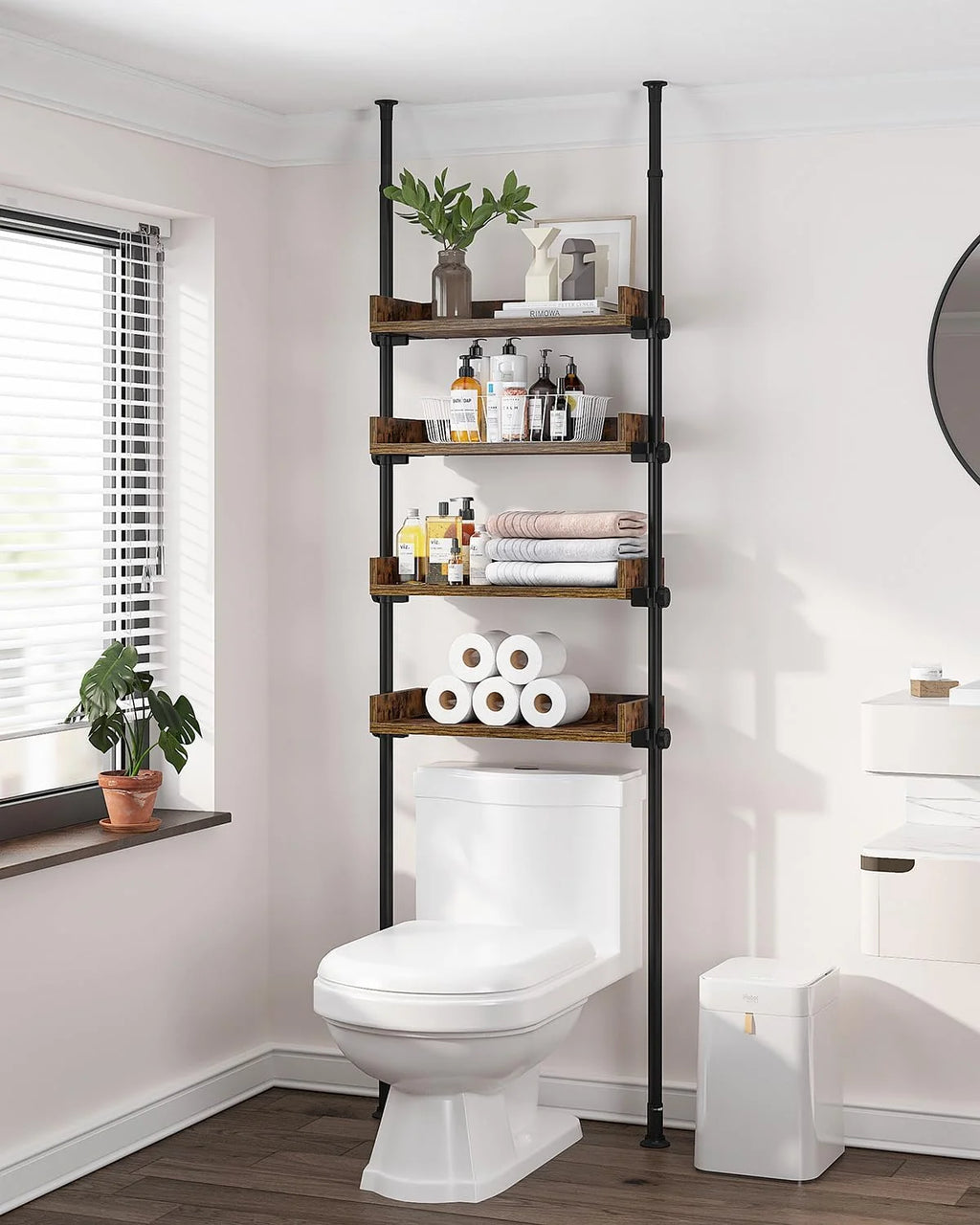 4-Tier Adjustable Wood Over The Toilet Storage M1658