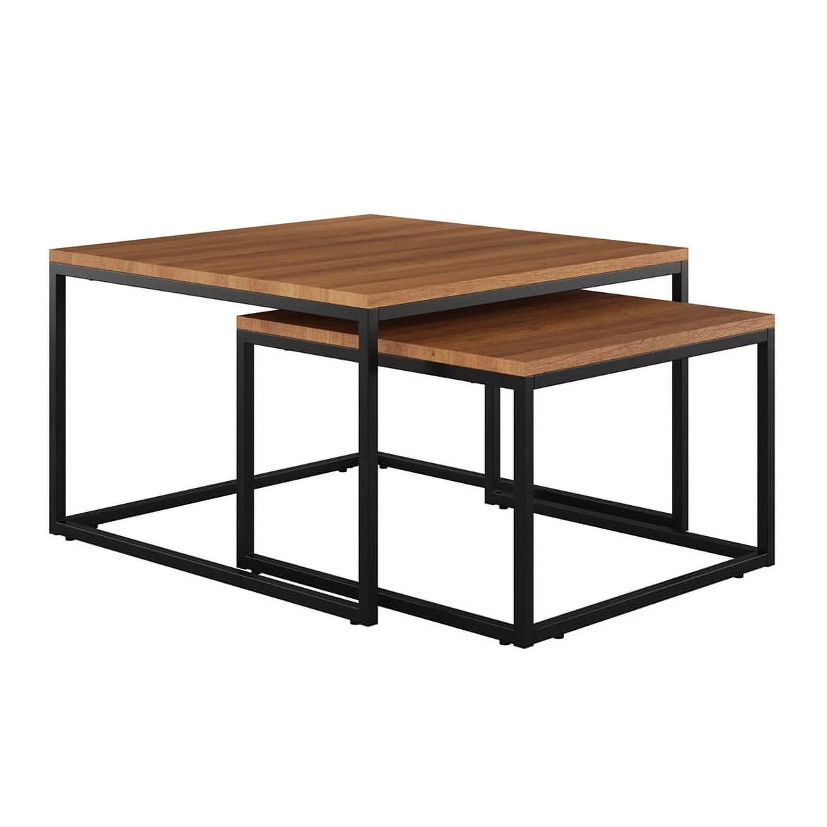 Brown Wood & Metal Nesting Coffee Tables I56097