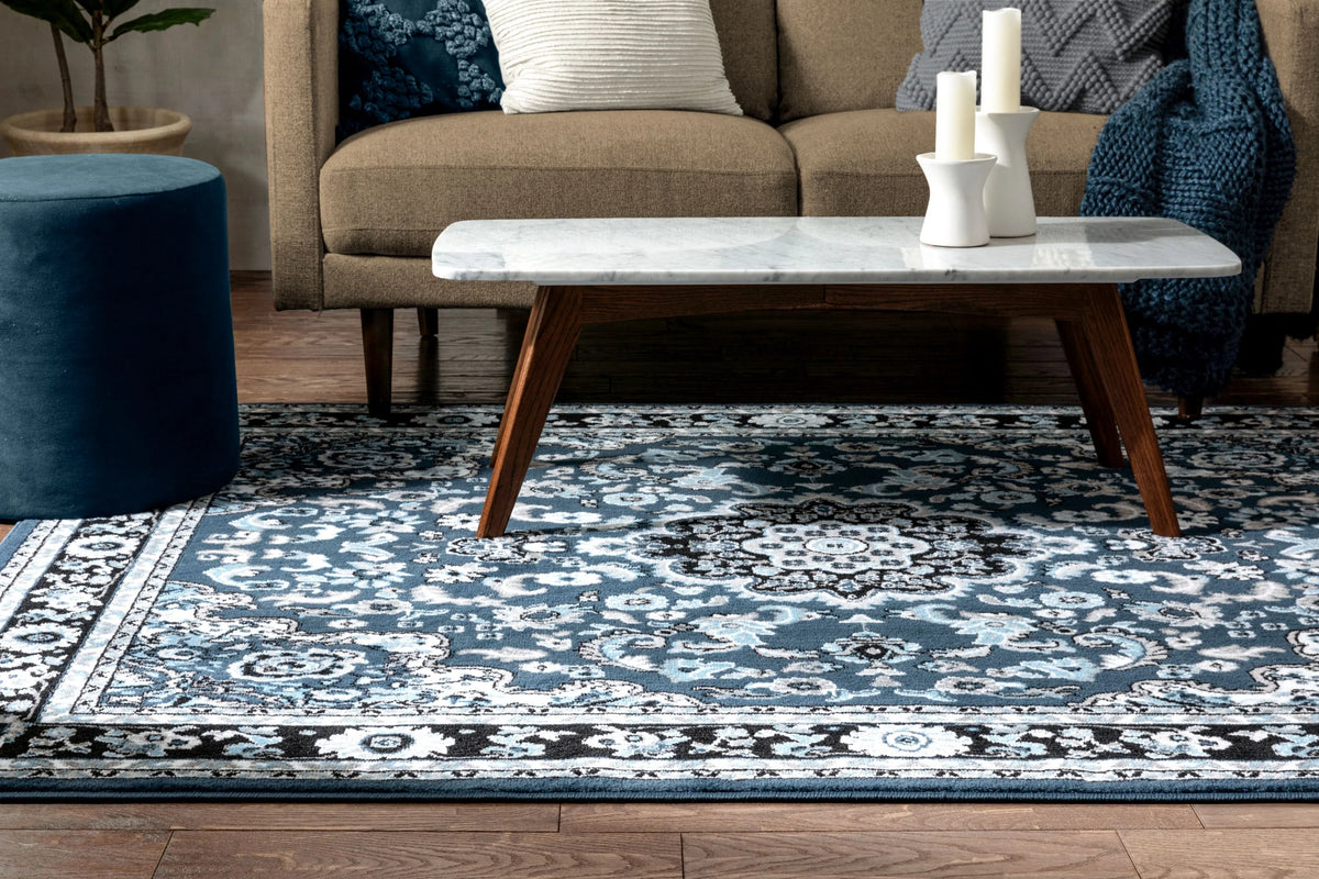 Persian Blue Traditional Medallion Area Rug M13284