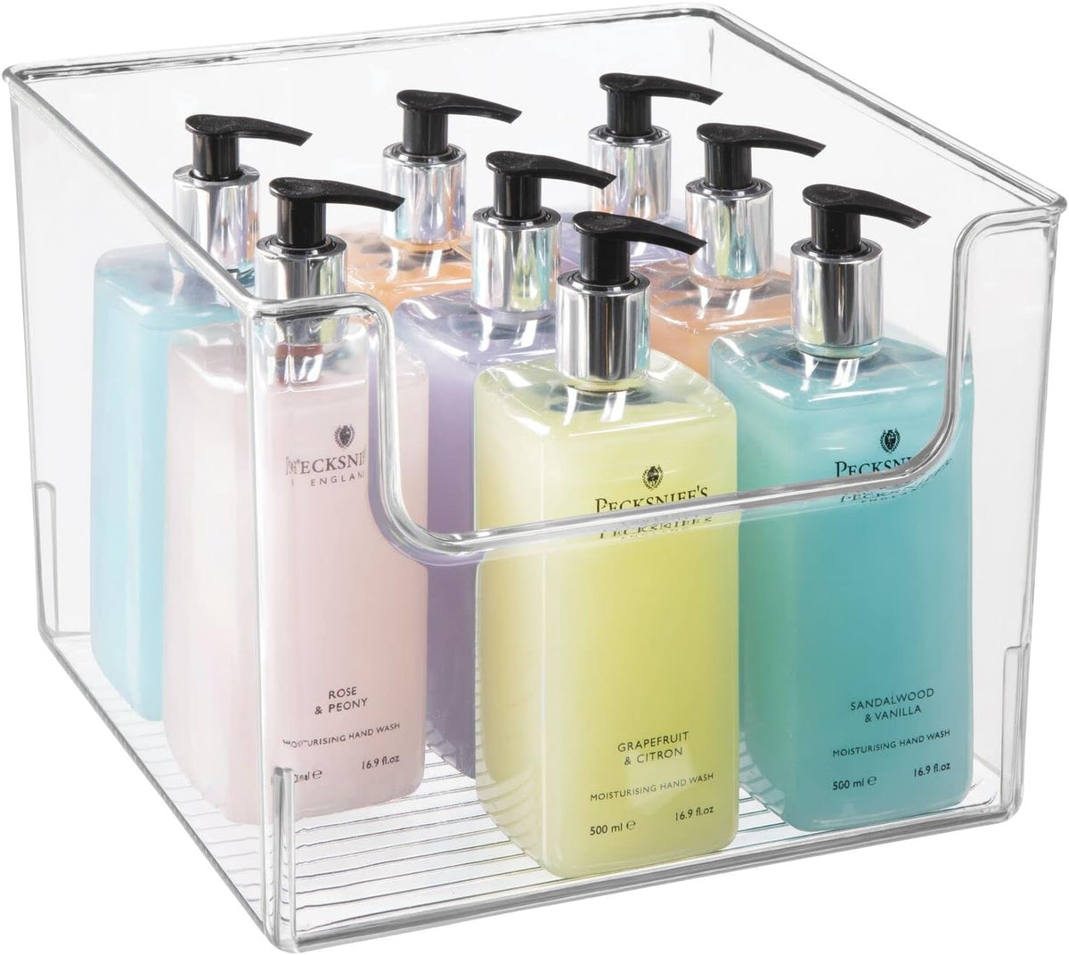Clear Plastic Open Front Storage Organizer Basket Bin 4 Pack H12664