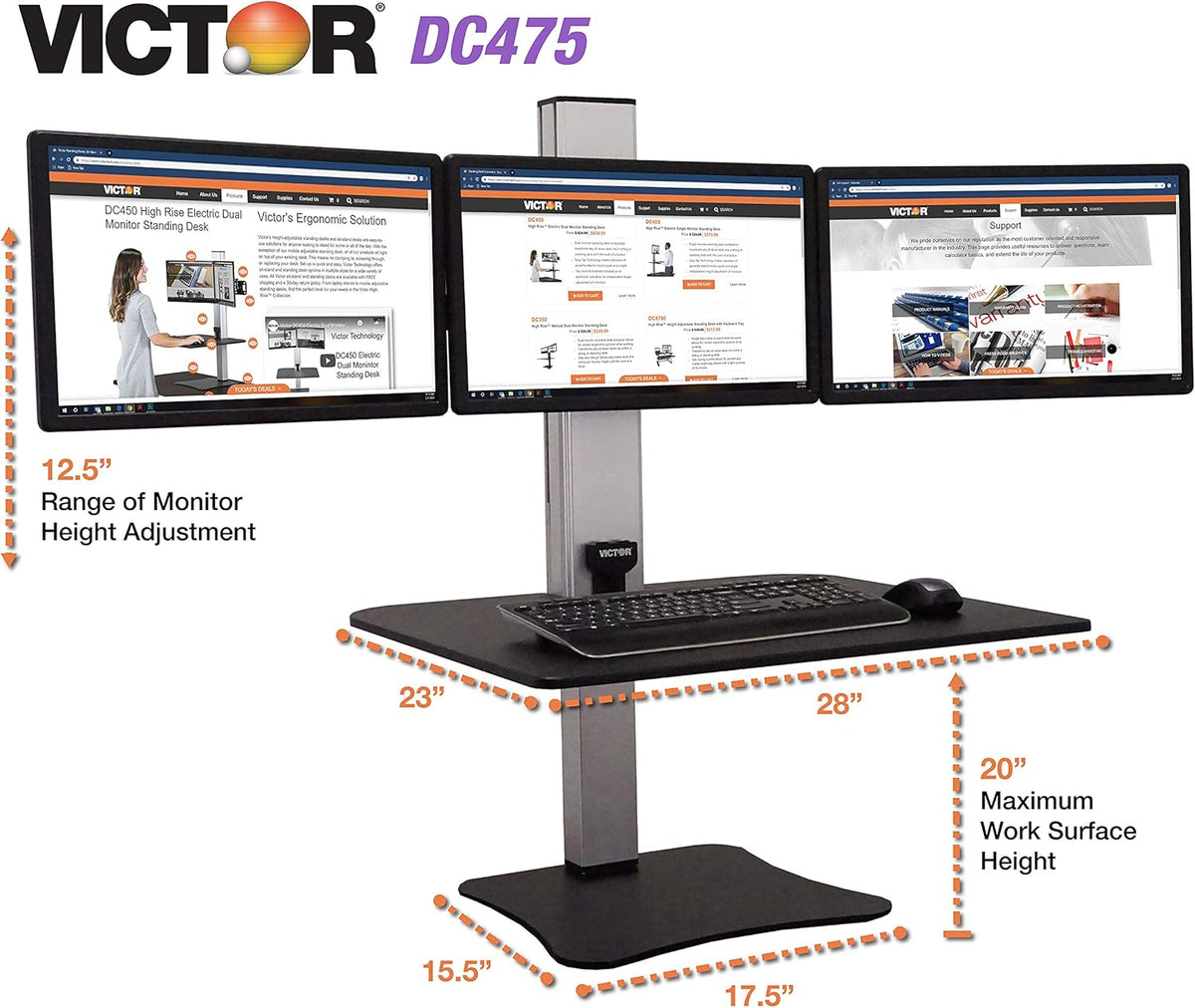 Electric Triple Monitor Standing Desk Converter N289530