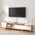 White Oak Adjustable Wooden TV Stand with 2 Drawers 1 Door G36871