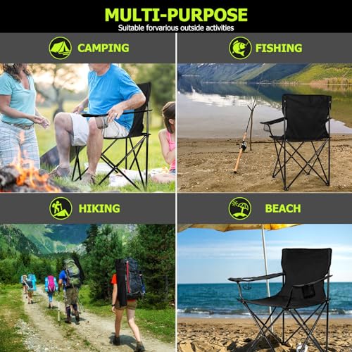 Portable Folding Camping Chair with 2 Cup Holders & Carry Bag R8923