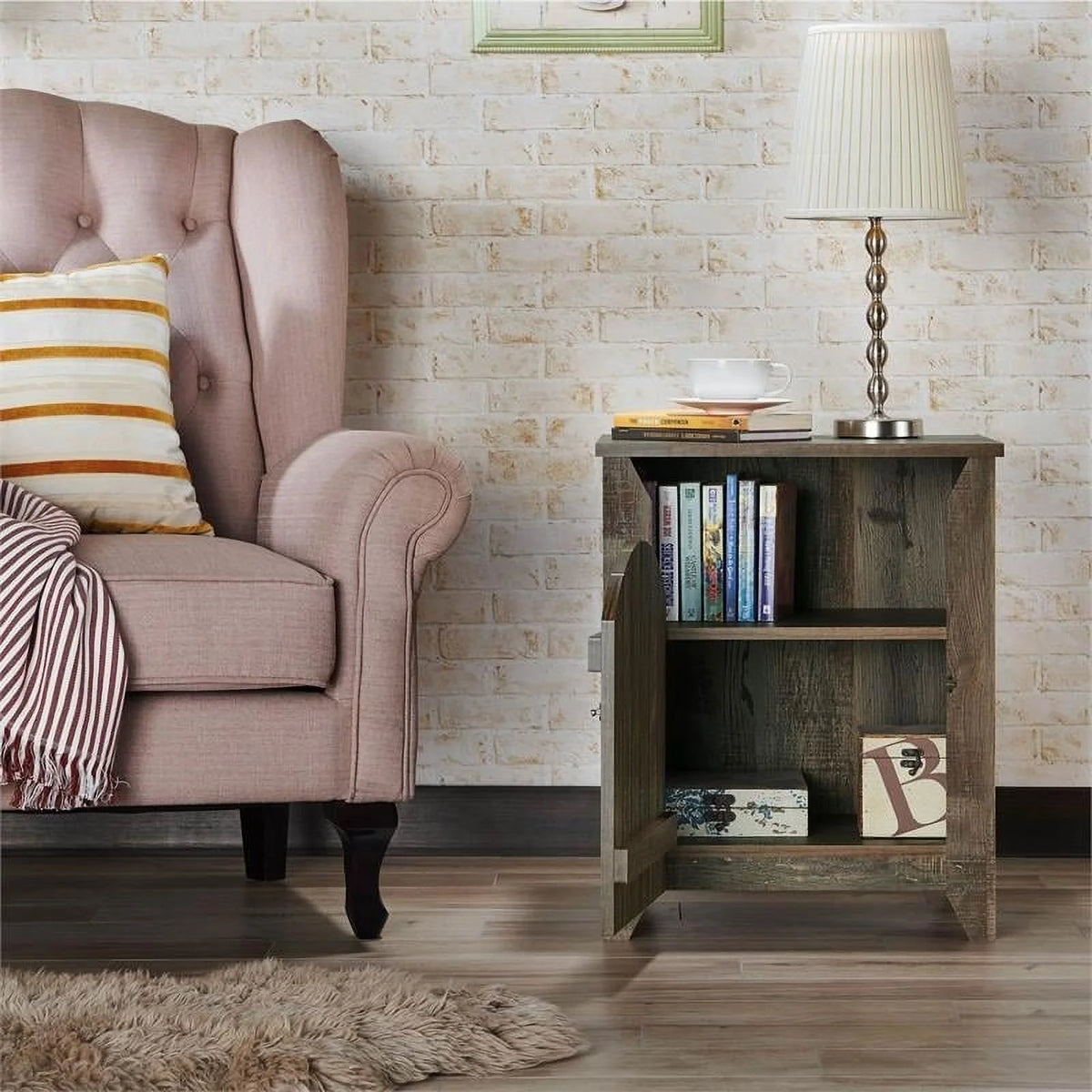 Oak Wood Storage Coffee Table and End Table Set G3589