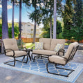 Beige 4 Pieces Outdoor Patio Metal Conversation Set with Coffee Table S6710