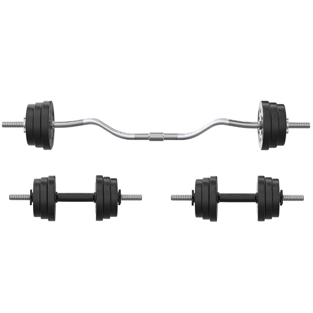 66LB 2 in 1 Adjustable Dumbbell Set with Connecting Rod Black B92013