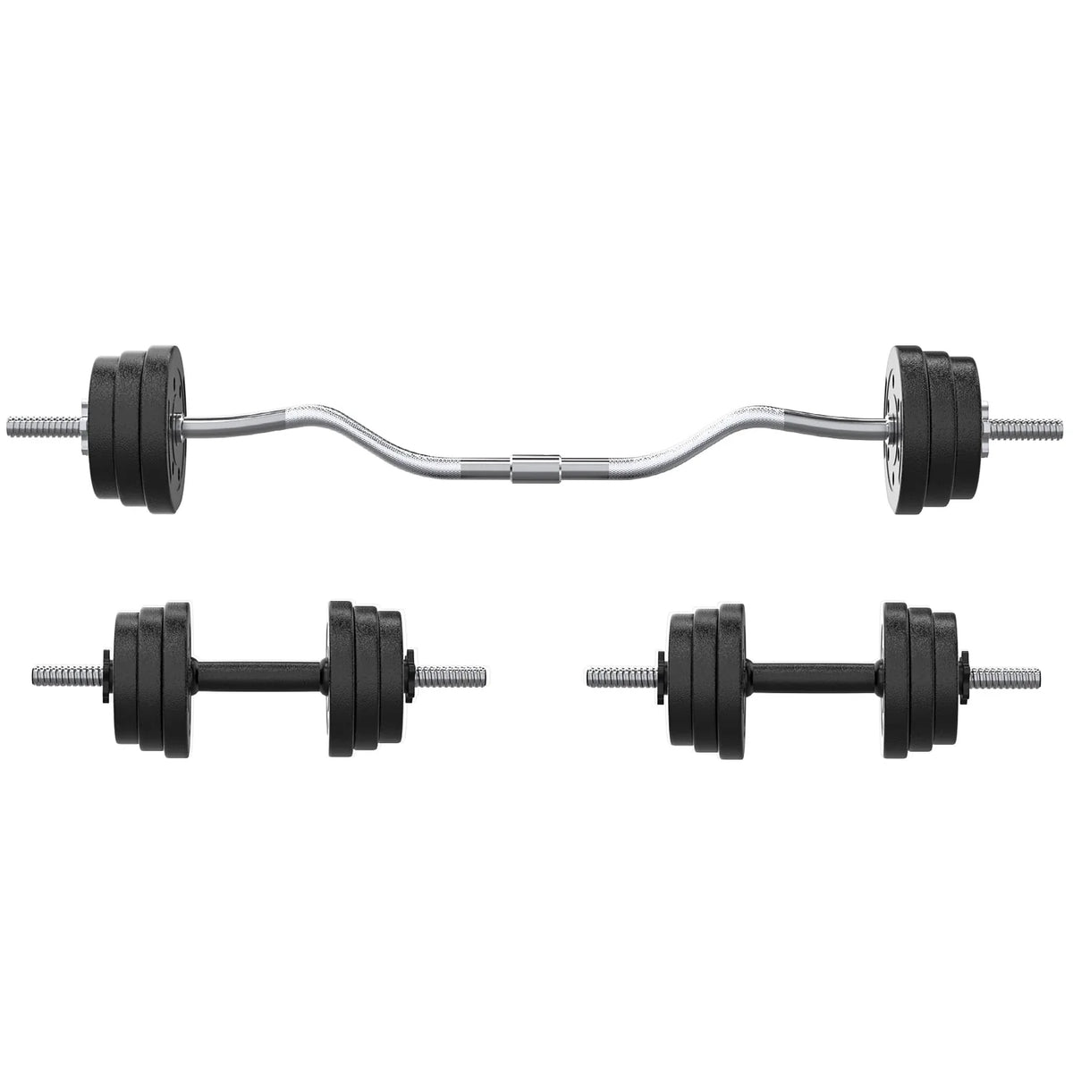 66LB 2 in 1 Adjustable Dumbbell Set with Connecting Rod Black B92013
