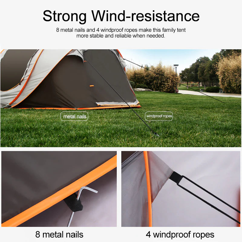 4/6/8 Person Water-Resistant Windproof Camping Tent with Carry Bag L105002