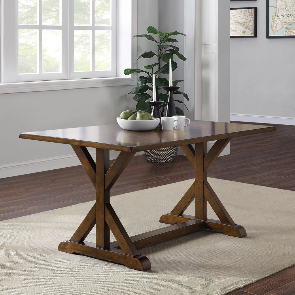 Dark Brown Modern Farmhouse Dining Table Y4378