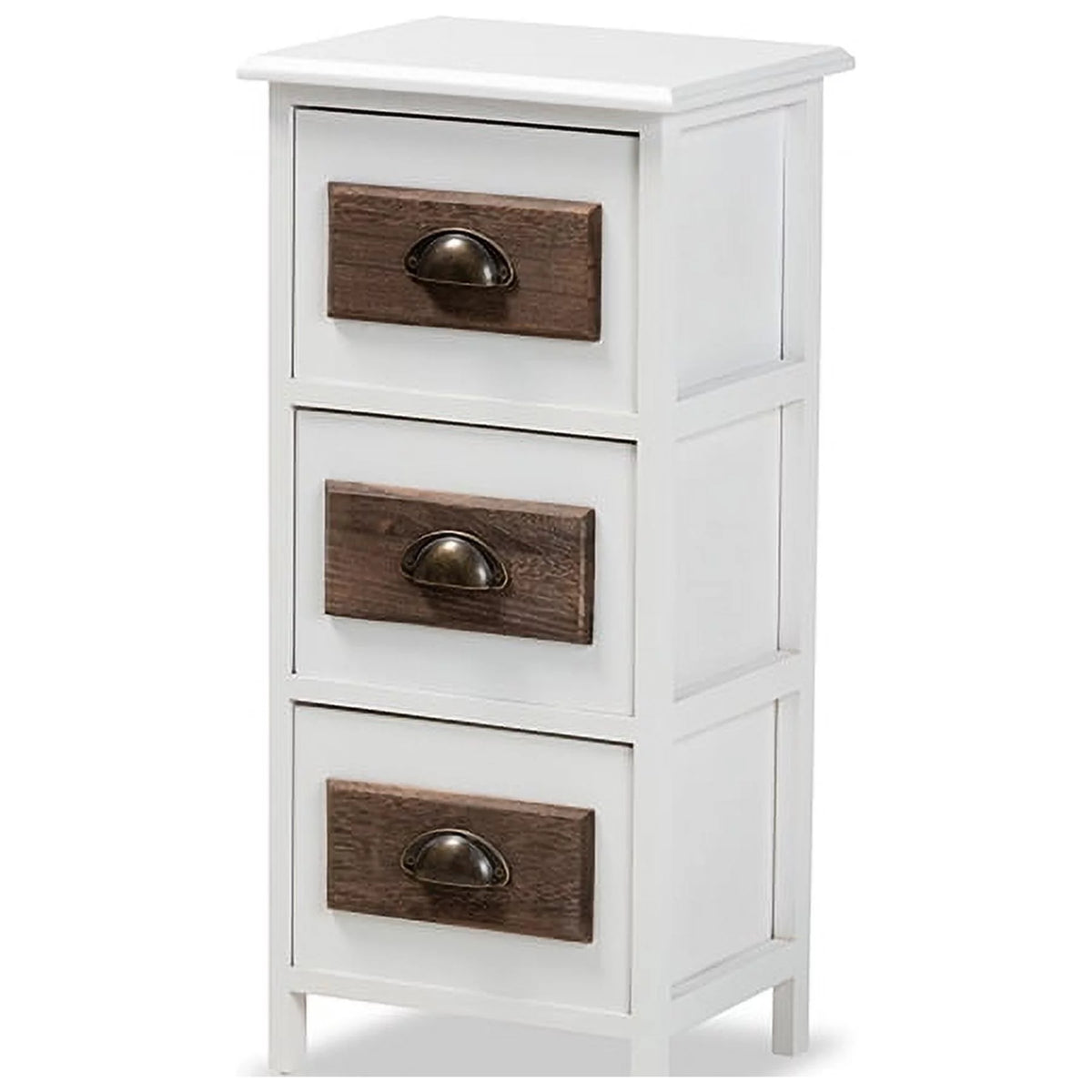 White Walnut Brown Wood 3 Drawer Storage Unit C6860