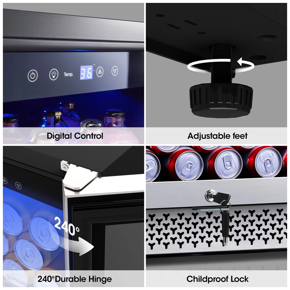 24 Can Beverage Refrigerator Cooler with Reversible Door J311