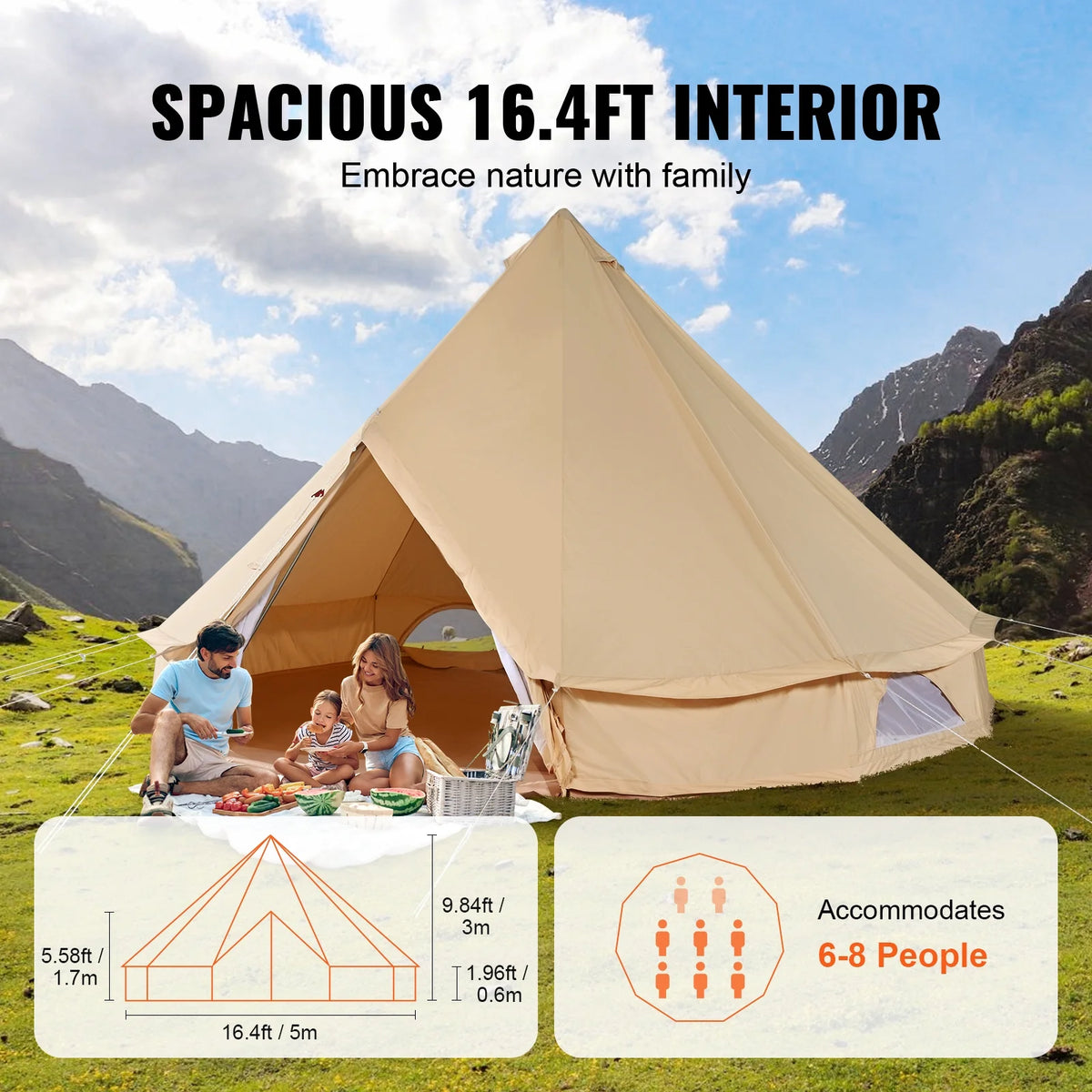 Canvas Bell Tent 4-Season with Stove Jack D820080