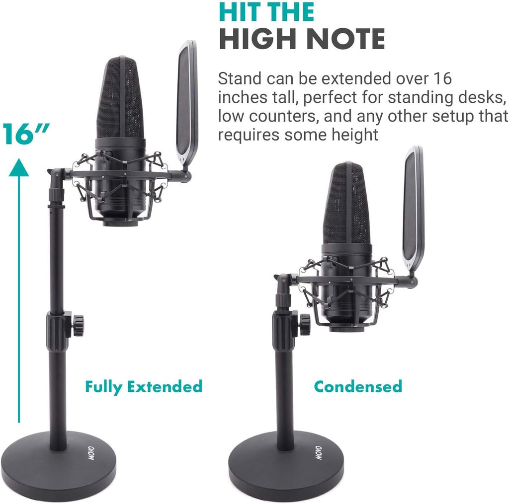 Large Diaphragm Multi-Pattern Studio Condenser Microphone with Shock Mount, Pop Filter, XLR Cable and Tabletop Mic Stand M79415