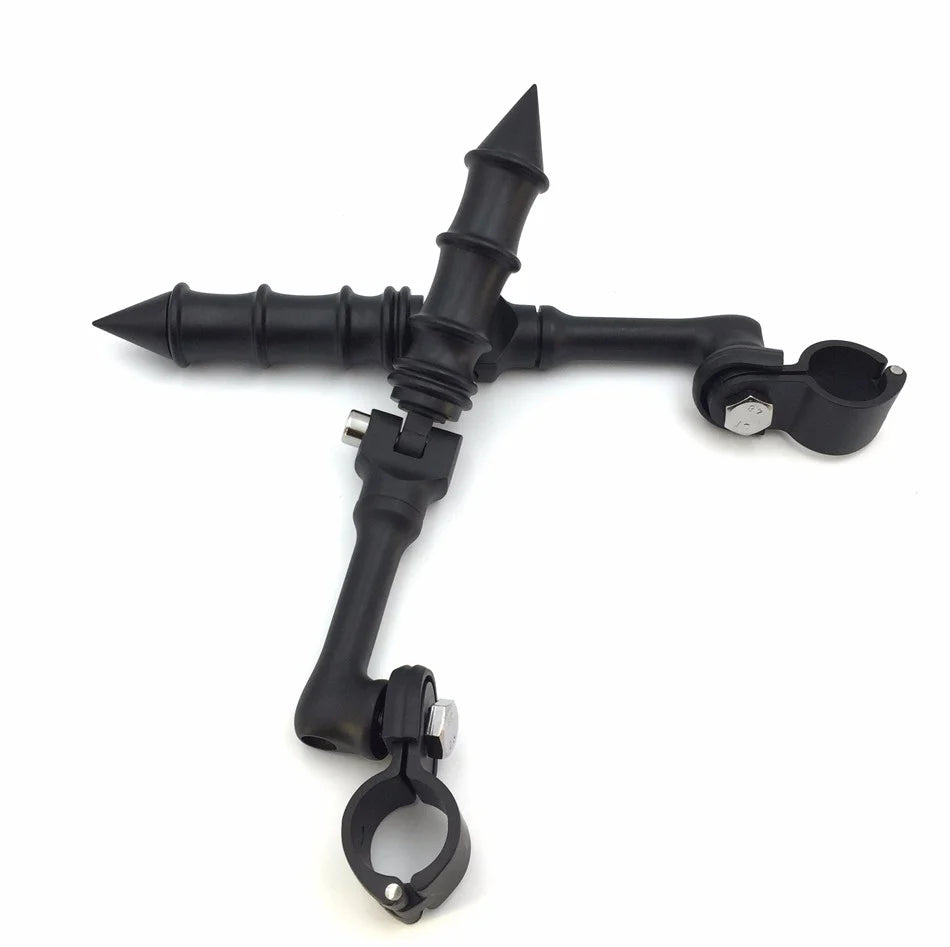 Black Angled Peg Mounting Kit with Foot Peg for 1-1/4 inch Front Engine Guard Frame Tube X24602