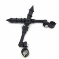 Black Angled Peg Mounting Kit with Foot Peg for 1-1/4 inch Front Engine Guard Frame Tube X24602