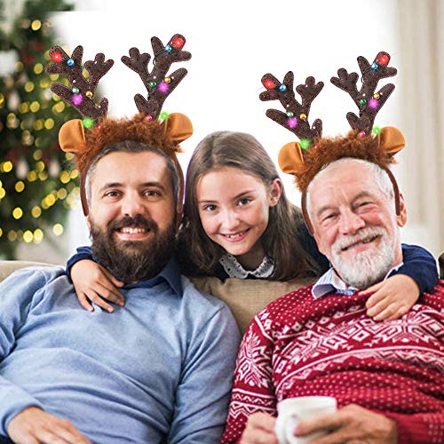 LED Reindeer Antlers Headband with Bells J8341