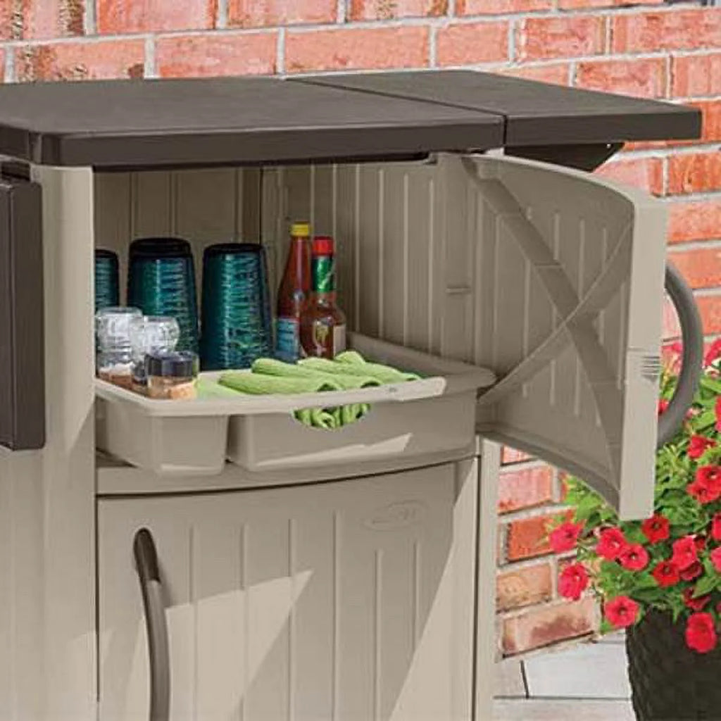 Portable Outdoor Patio Serving Station Table & Cabinet 2 Pack K185