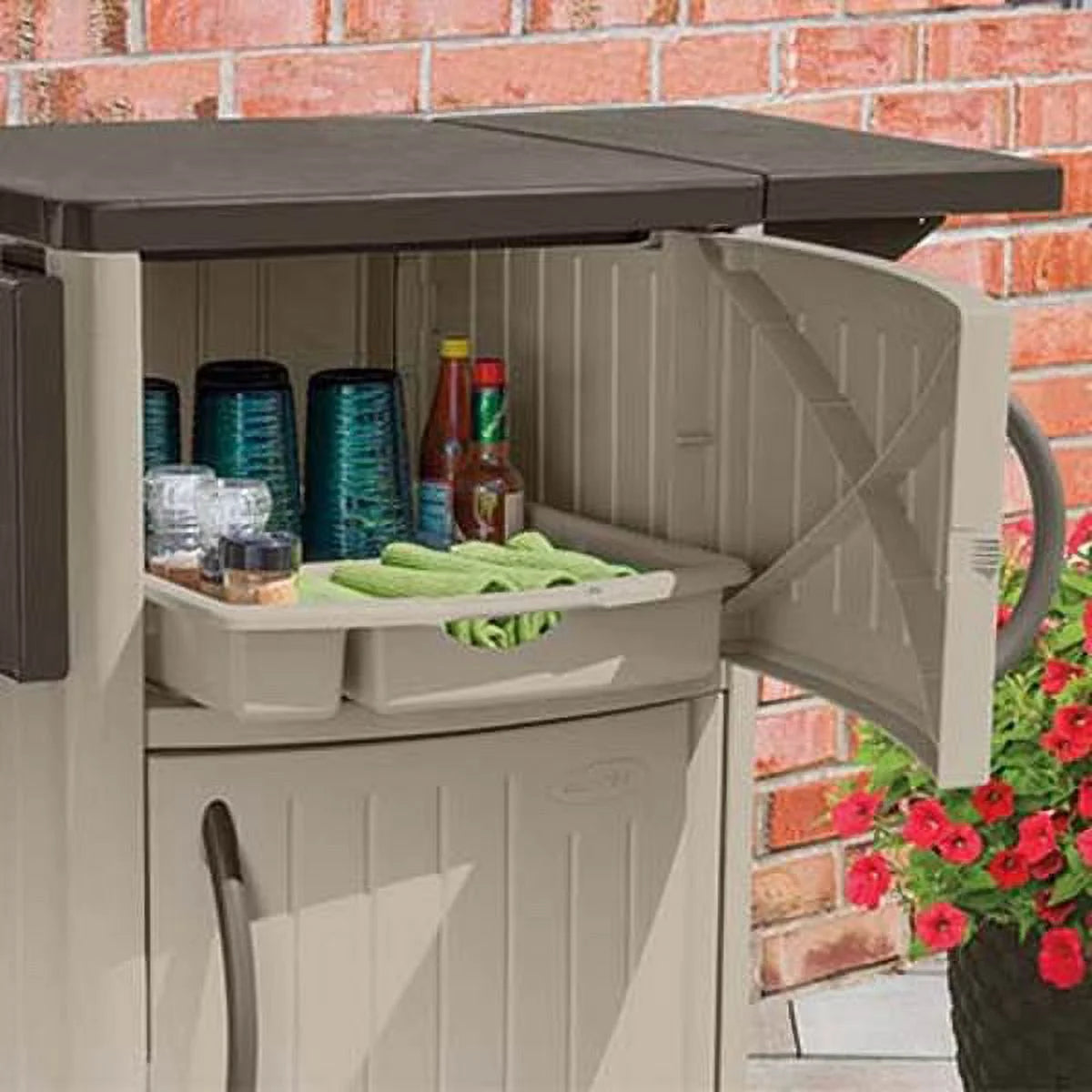 Portable Outdoor Patio Serving Station Table & Cabinet 2 Pack K185