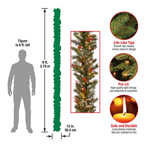 9 ft Pre-Lit Flocked Artificial Christmas Garland L34958