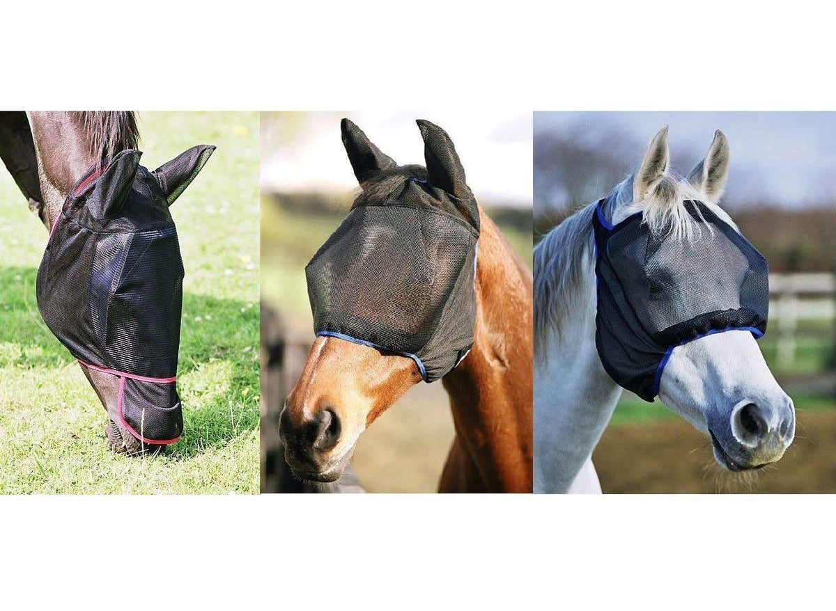 Black/Orange Fly Mask with No Ears N894