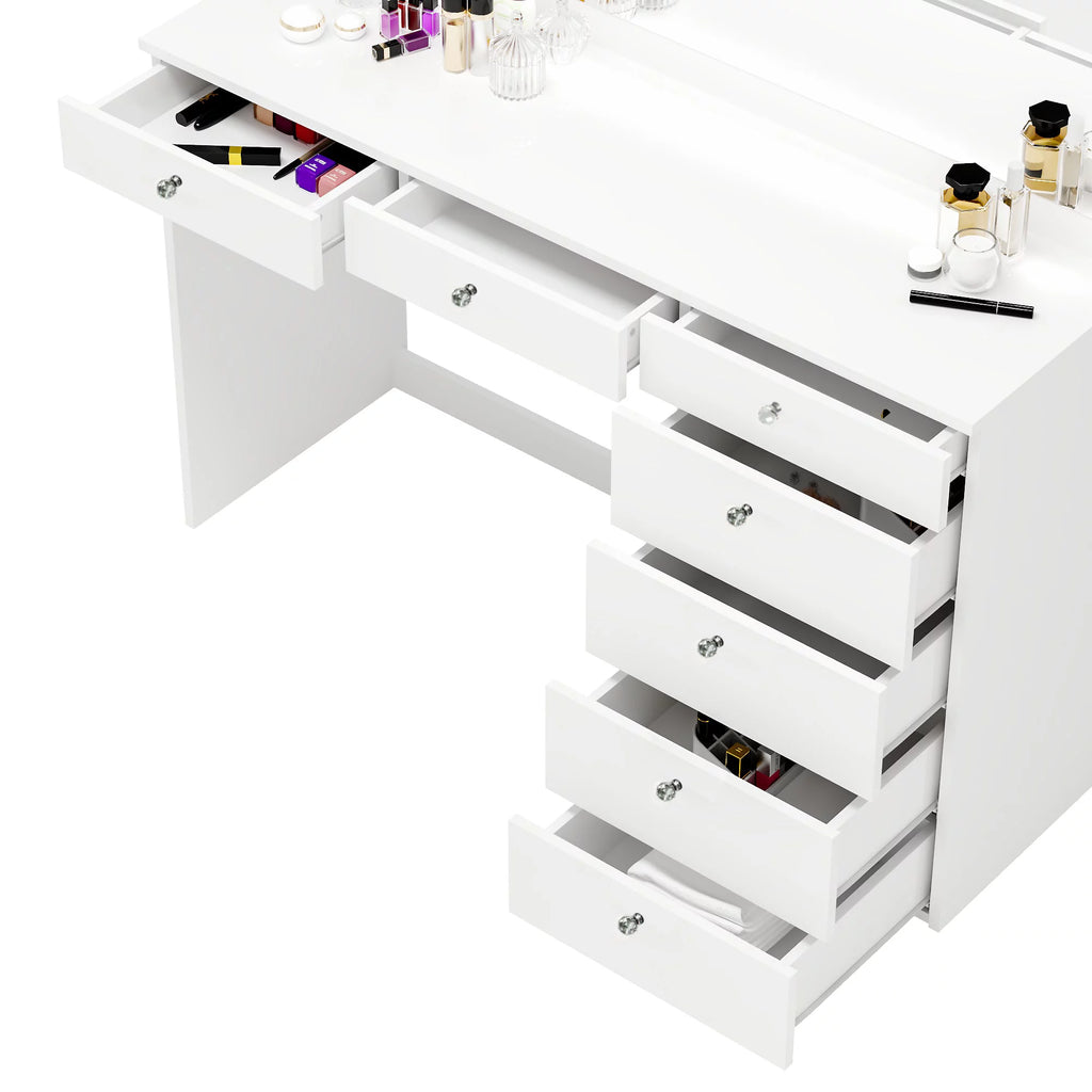 White Makeup Vanity Table with Crystal Knobs E302