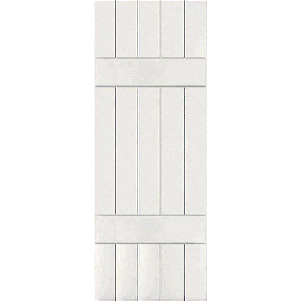 2-Pack 18-in W x 29-in H White Board and Batten Wood Exterior Shutters F198725