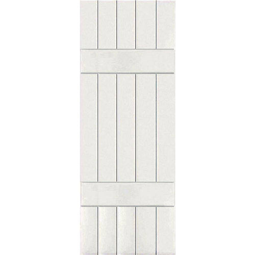 2-Pack 18-in W x 29-in H White Board and Batten Wood Exterior Shutters F198725