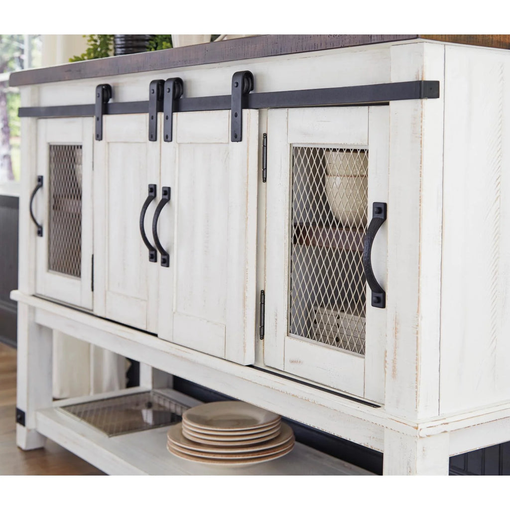 4 Door Server in White and Brown J899618