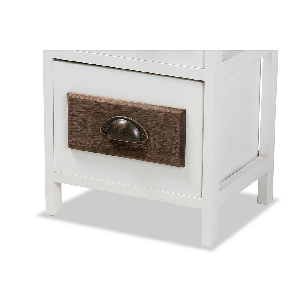 White Walnut Brown Wood 3 Drawer Storage Unit C6860