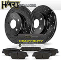 Front Brake Rotors Black Drilled Slotted Heavy Duty Pads F2431