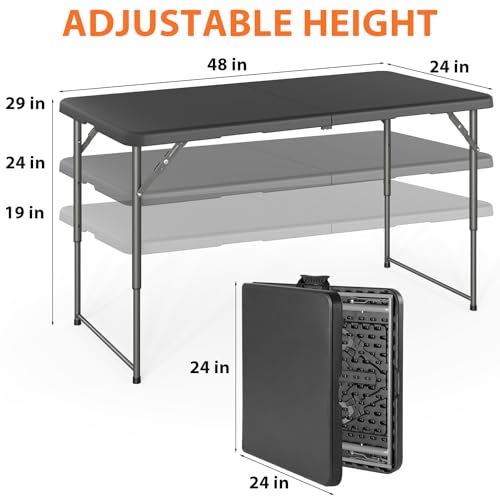 5 Foot White Folding Plastic Table with Carrying Handle L24323