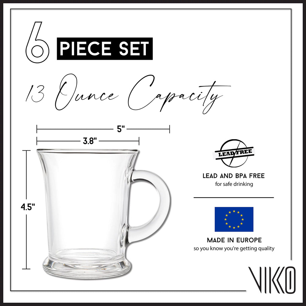 Clear Glass Coffee Mugs Set of Six Q37555