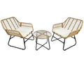3-Piece Rattan Patio Bistro Set with Grey Cushions C473