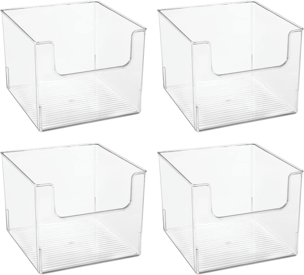 Clear Plastic Open Front Storage Organizer Basket Bin 4 Pack H12664