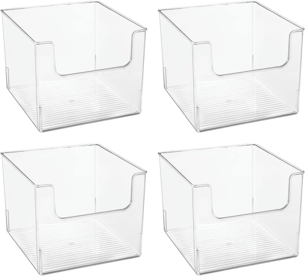 Clear Plastic Open Front Storage Organizer Basket Bin 4 Pack H12664