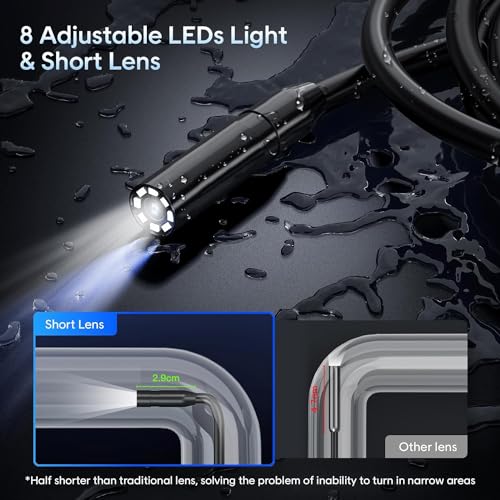 Handheld Borescope 4.3'' HD 1080P Endoscope with 50ft Semi-Rigid Cable X9919