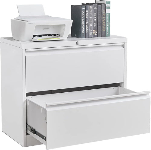 2 Drawer Black Steel Lateral File Cabinet with Lock L91416