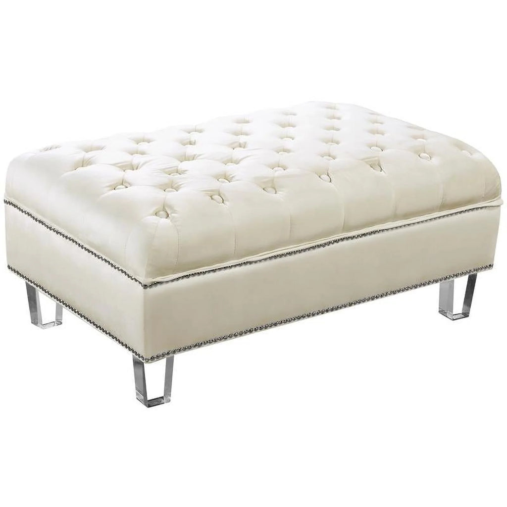 Cream Velvet Ottoman A77066