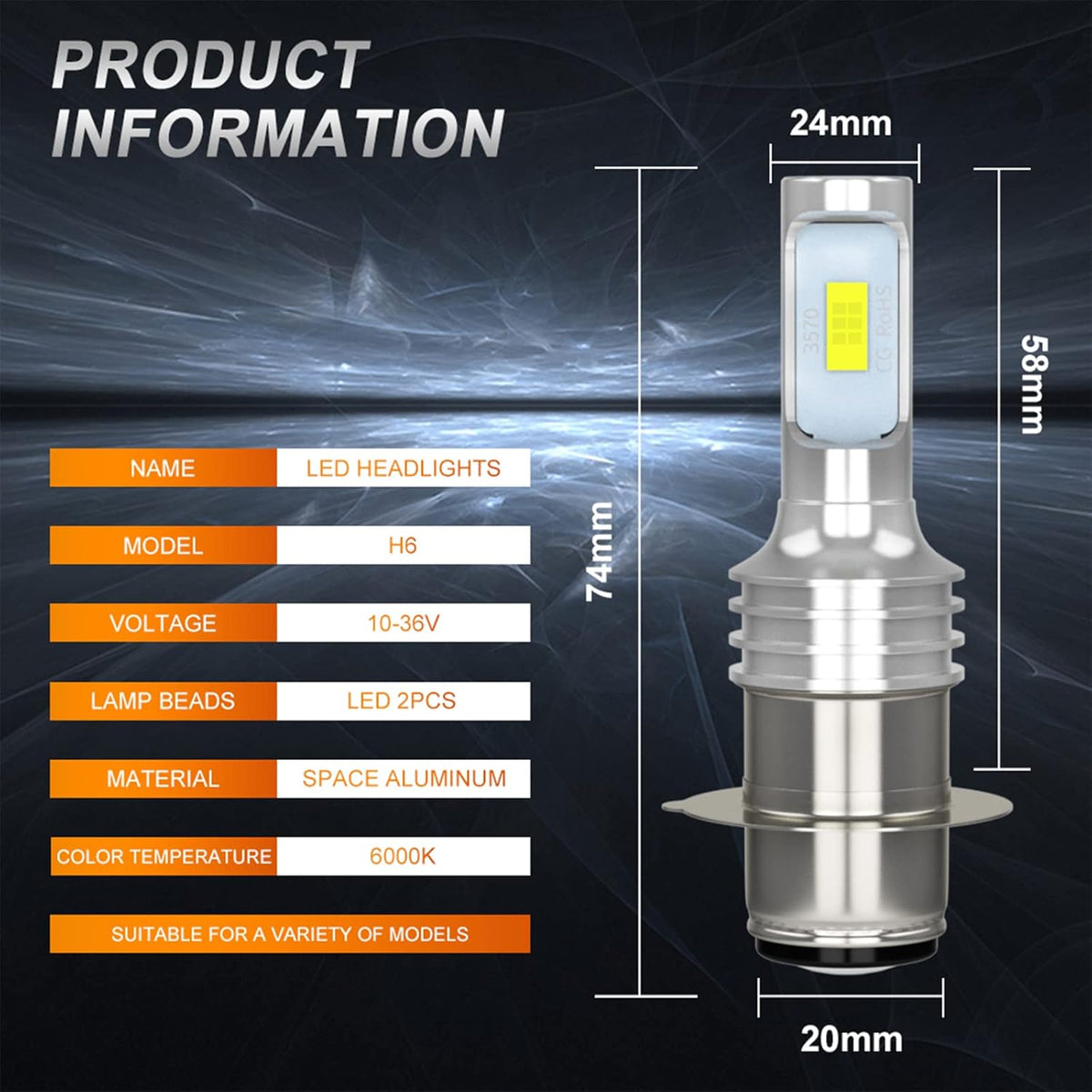 H6 H6M P15D BA20 LED Headlight Bulbs Combo Kit, Pack of 4 Pack of 2 W737433