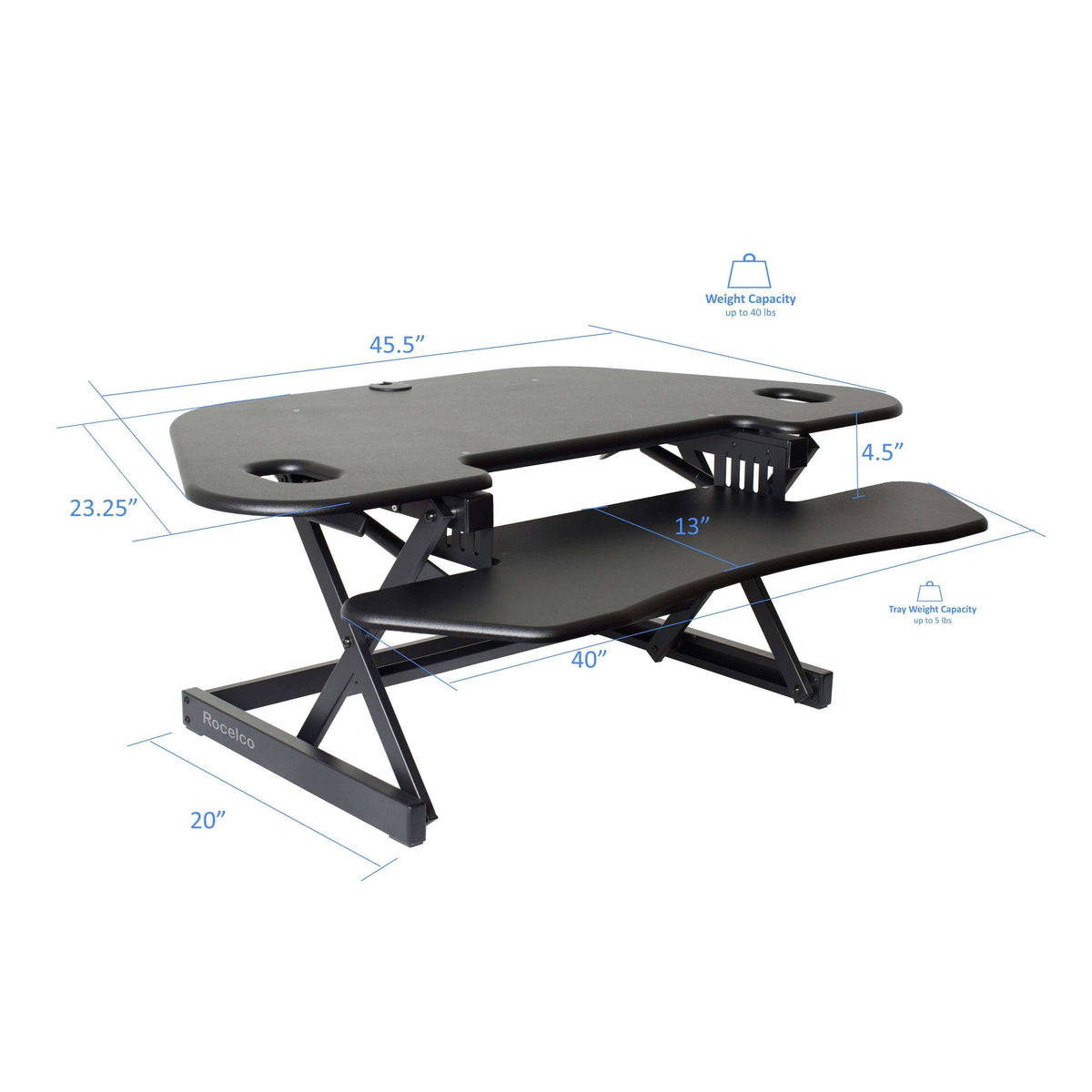 46x22 Height Adjustable Corner Standing Desk Converter with Anti Fatigue Mat Y7609