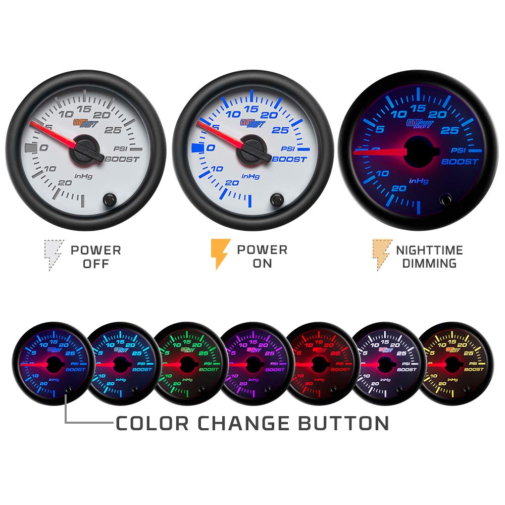 White 7 Color 260 F Transmission Temperature Gauge Kit 2-1/16" 52mm Pack of 2 N55187