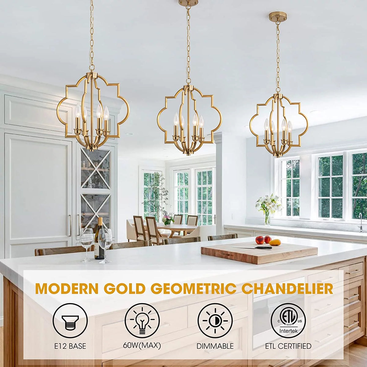 Gold 4 Light Chandelier R15617