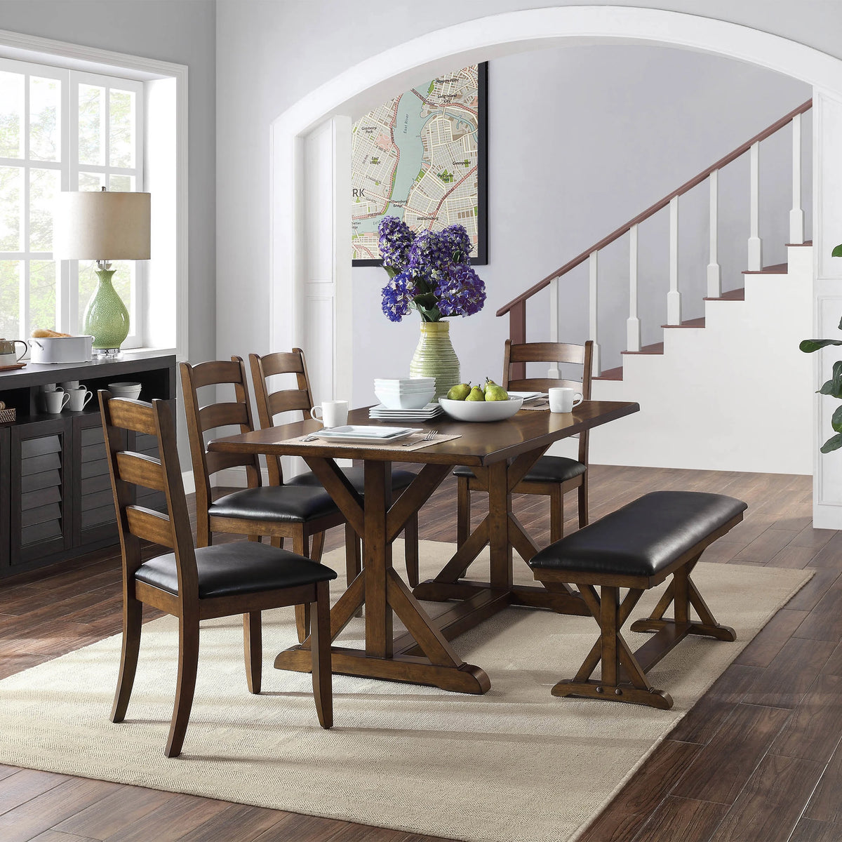 Dark Brown Modern Farmhouse Dining Table Y4378