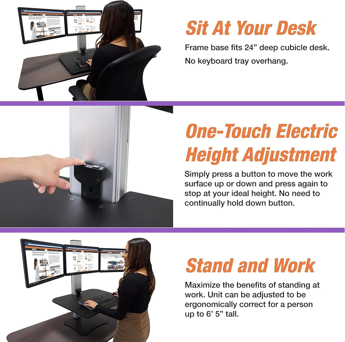 Electric Triple Monitor Standing Desk Converter N289530